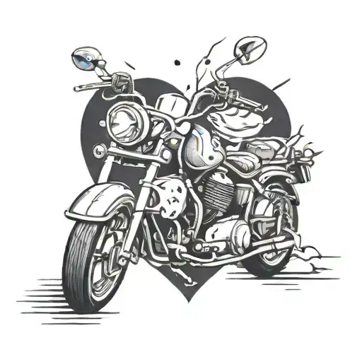 Motorcycle In A Broken Heart Shape Inside