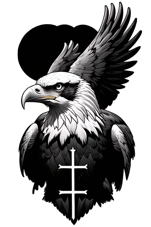 Bald Eagle With Cross Incorporated