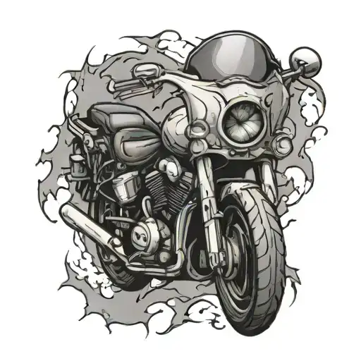 Motorcycle In A Broken Heart Shape Inside Representing The Client's