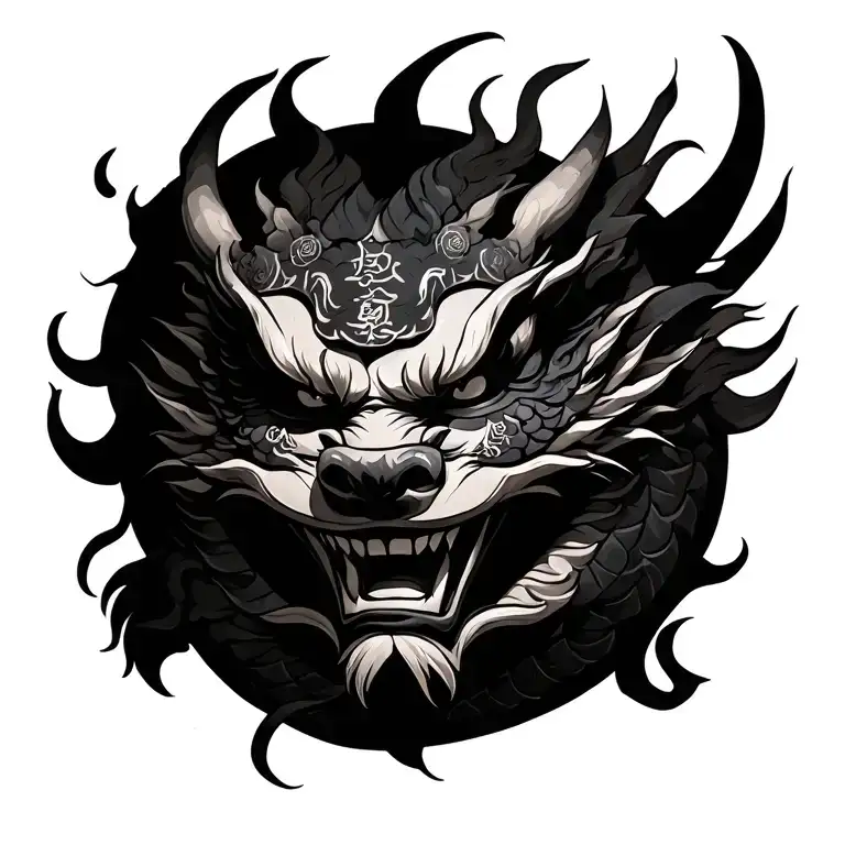 Hannya Mask With Dragon Wrapped