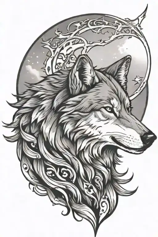 Wolf With Howling The Moon