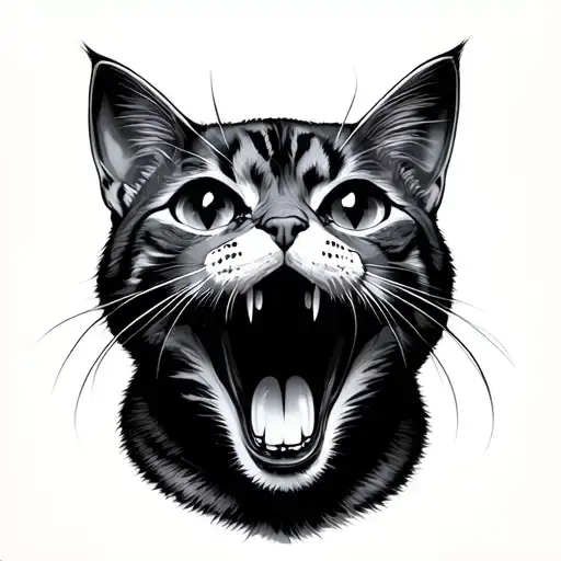 Cat With An Open Mouth