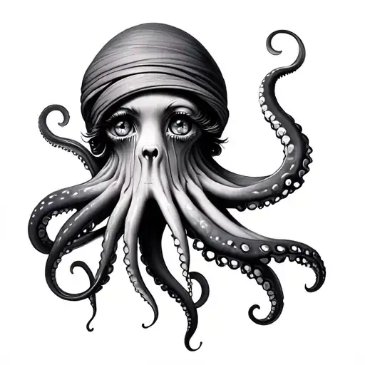 Octopus Wrapped With And Eye Crying Woman