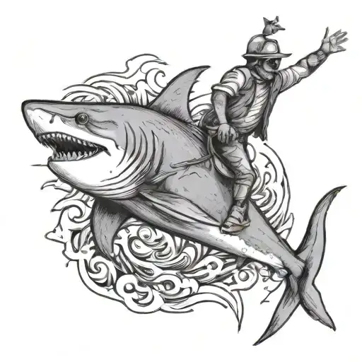 Posideon Riding A Shark Tattoo