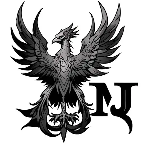 Phoenix Tattoo Using The Name Mj