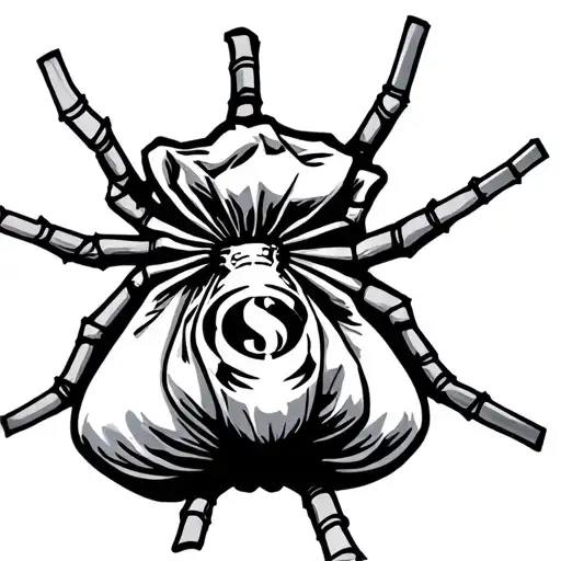 Spiderweb With Money Bag