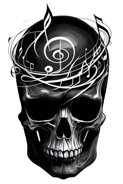 Skull & Music Notes Swirling