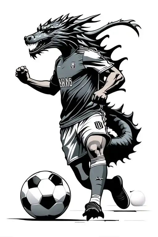 Dragon Soccer Player Kicking
