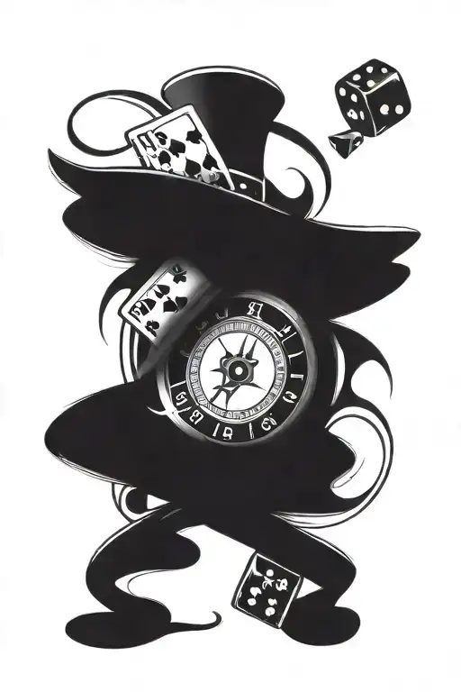 Gambling Theme Arm Sleeve With Dice And Roulette Wheel