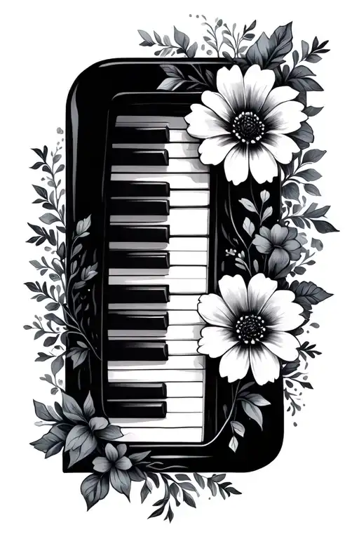 Piano Keyboard With Flowers