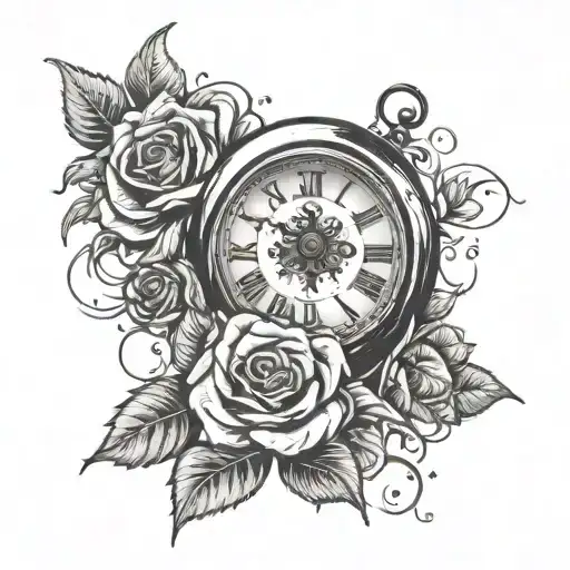 Clock With Roses And A Ray Of Sunshine