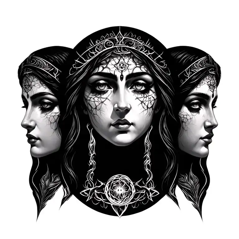 Triple Goddess Tattoo Hekate Three Faces