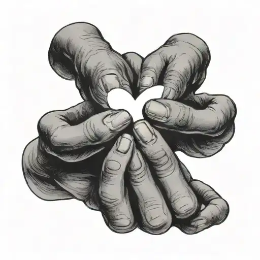 Mom And Dad's Fingers Forming A Heart And The Hands Of Two Children Holding Them