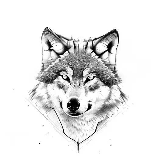 Wolf With Blue Eyes Include Trees