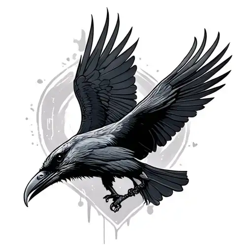 Diving Raven On The Side