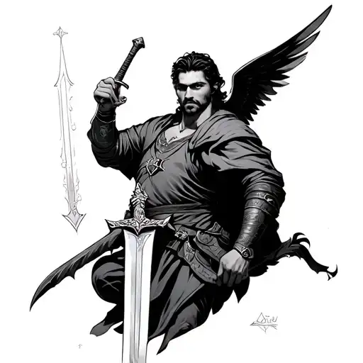 The Angle Micheal Holding A Sword