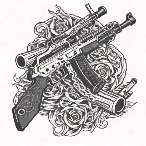 Music Guns Tattoo Ak47