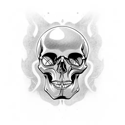 A Detailed Skull With Rock Music Lyrics Incorporated Into The Design