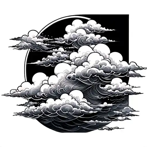 Japanese Clouds Black Work Design