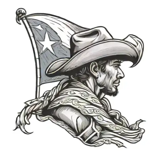 Texan Cowboy With Texas Flag Intertwined