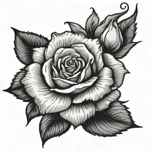 Navy Ink With A Rose