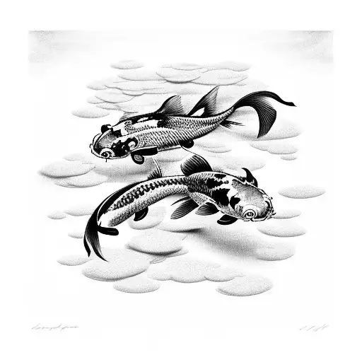 Koi Fish Among Clouds