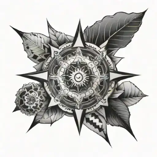 Mandala And Geometric Design Including Compass