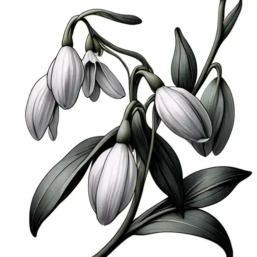 Fine Line Snowdrop Flower With Roman Numerals