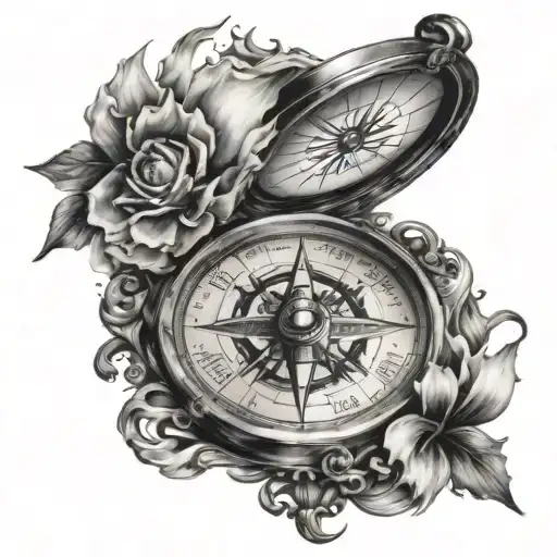 Compass Surrounded By Sea Lif Emerging