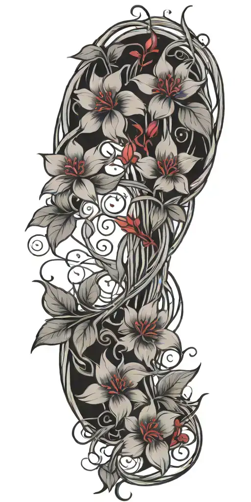 Thin Vines With Red Flowers