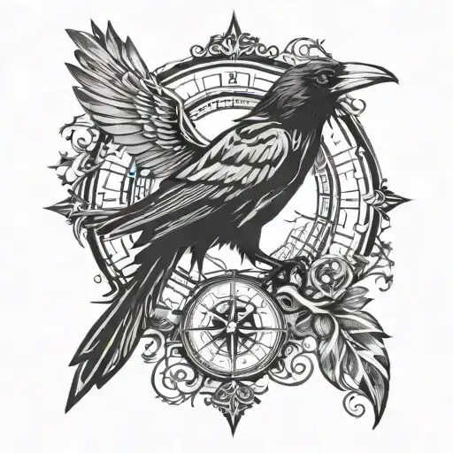 Hugin Munin Raven Nordic Compass Lights Turned