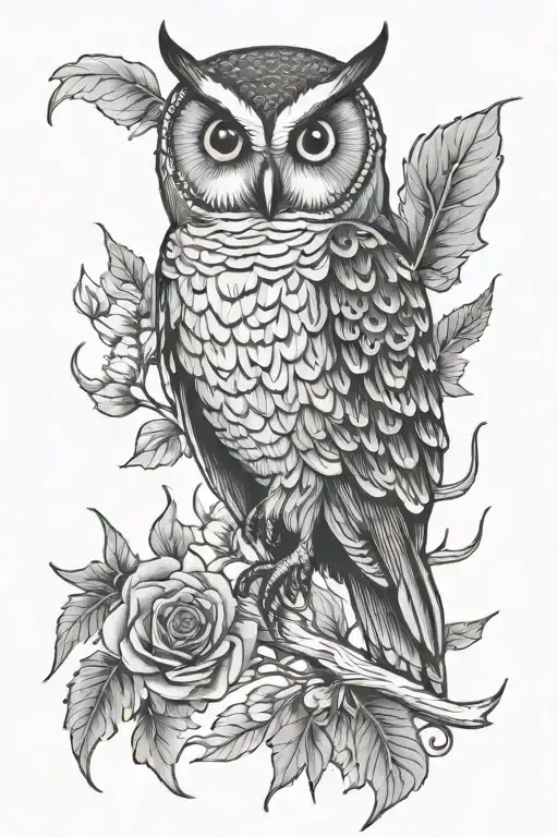 Antler Bee And Owl Perched