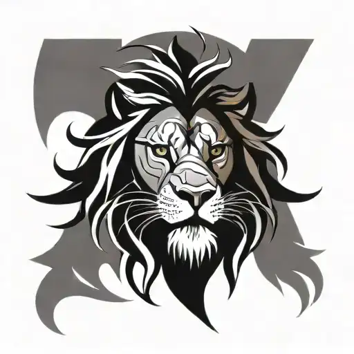 Lion Zeus Face Tribal