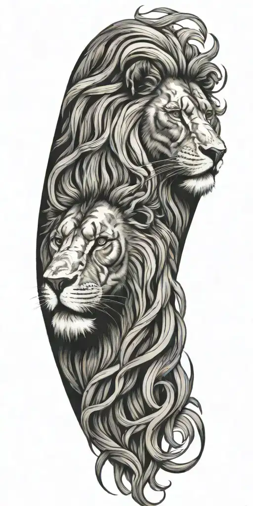 Lion Zeus Face Tribal