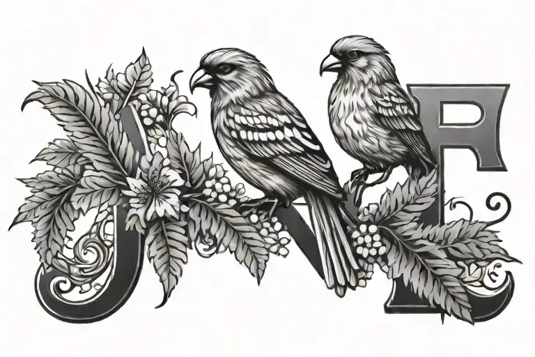 King Crown Letter A Canaries Ferns