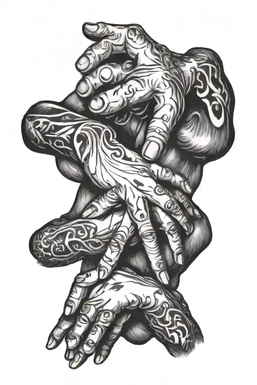 Mom And Dad's Fingers Forming A Heart And The Hands Of Two Children Holding Them