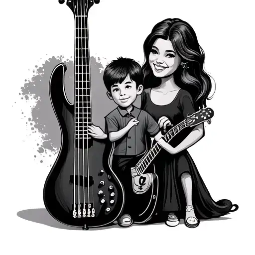 Jazz Bass Guitar Family Wife And Son