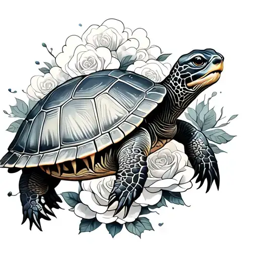 Turtle Clouds And Roses Fine Line