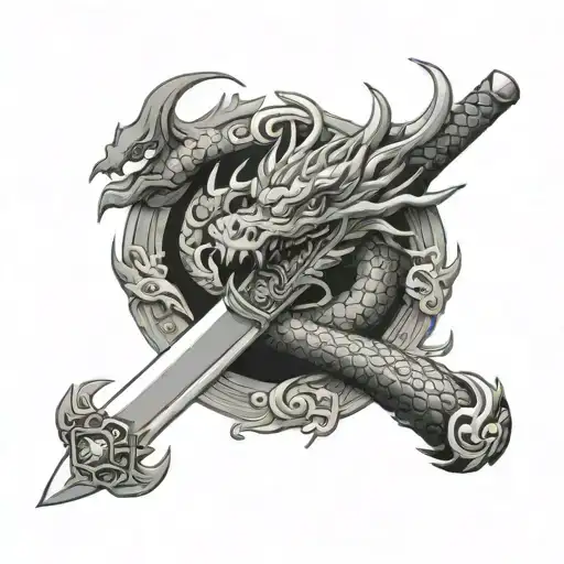 Dragon Chinese Sword Wrapped Round