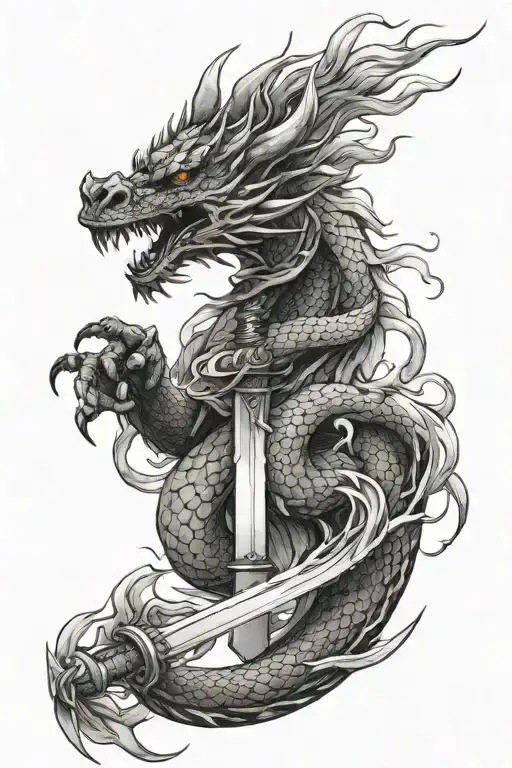 Dragon Chinese Sword Wrapped Round