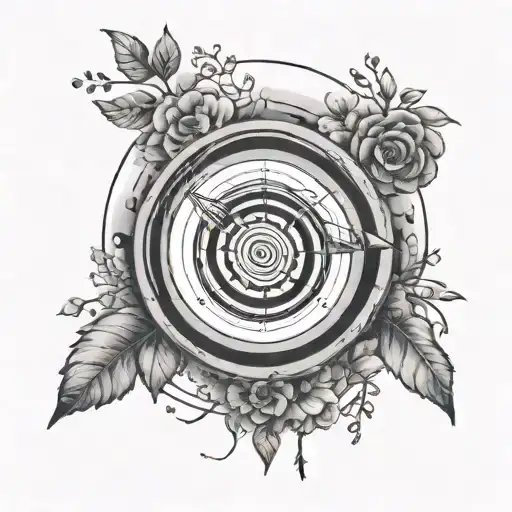 A Target With A Heart Bullseye Surrounded By Nature Elements Like Trees And Flowers