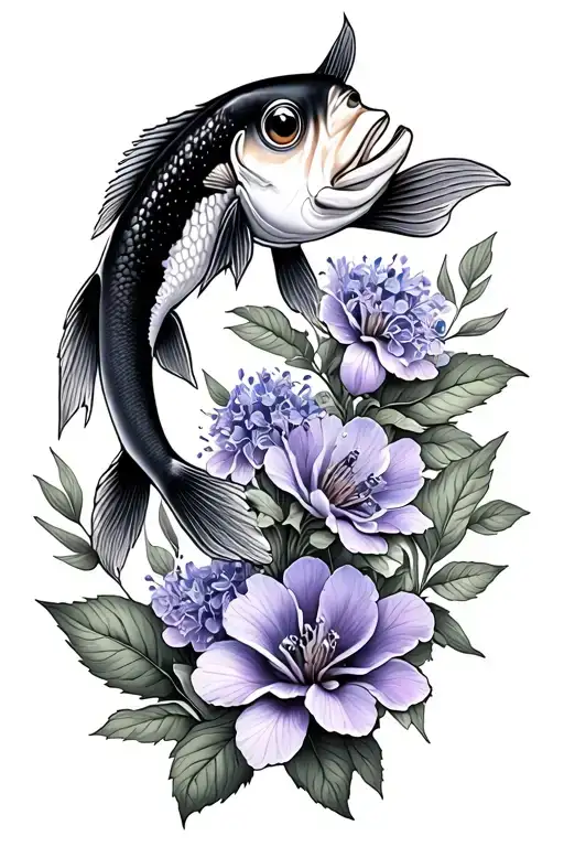Fish And Lilac Flower