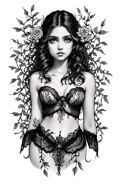 Lace Garter Belt Intertwined With Vines