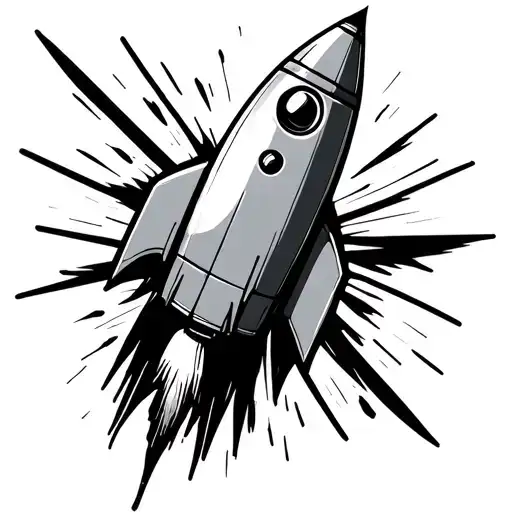 Rocket In Punk Style Simple Line Drawing