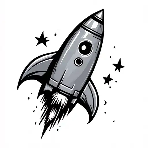 Rocket In Punk Style Simple Line