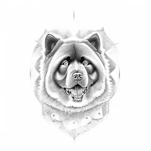 Black Furry Chow Chow Tongue Out