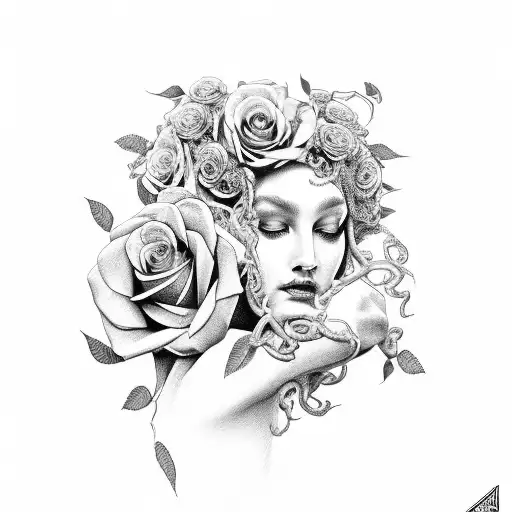 Medusa With Roses Using A Balance