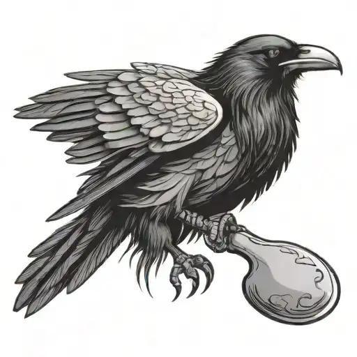 Raven Holding A Chefs Knife In Its Talons