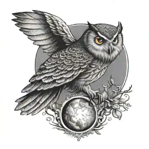 Owl And Moon