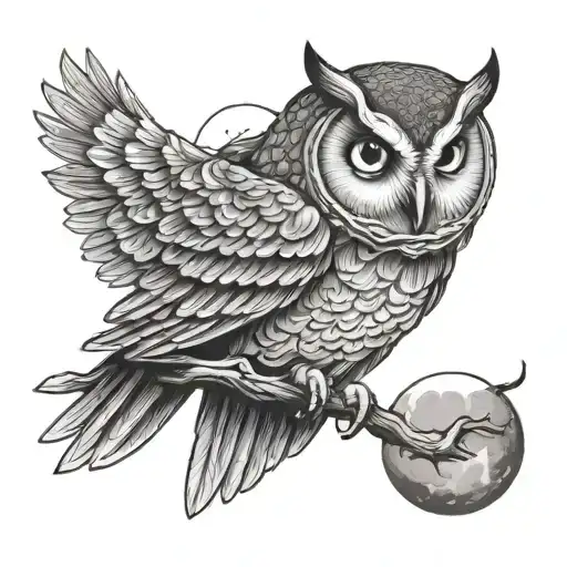 Owl And Moon